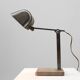 Art Deco Industrial metal and travertine Desk Lamp, Belgium 1930s