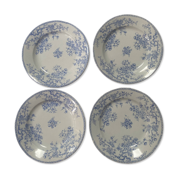 Lot de 4 assiettes plates modèle Fleurette de Gien