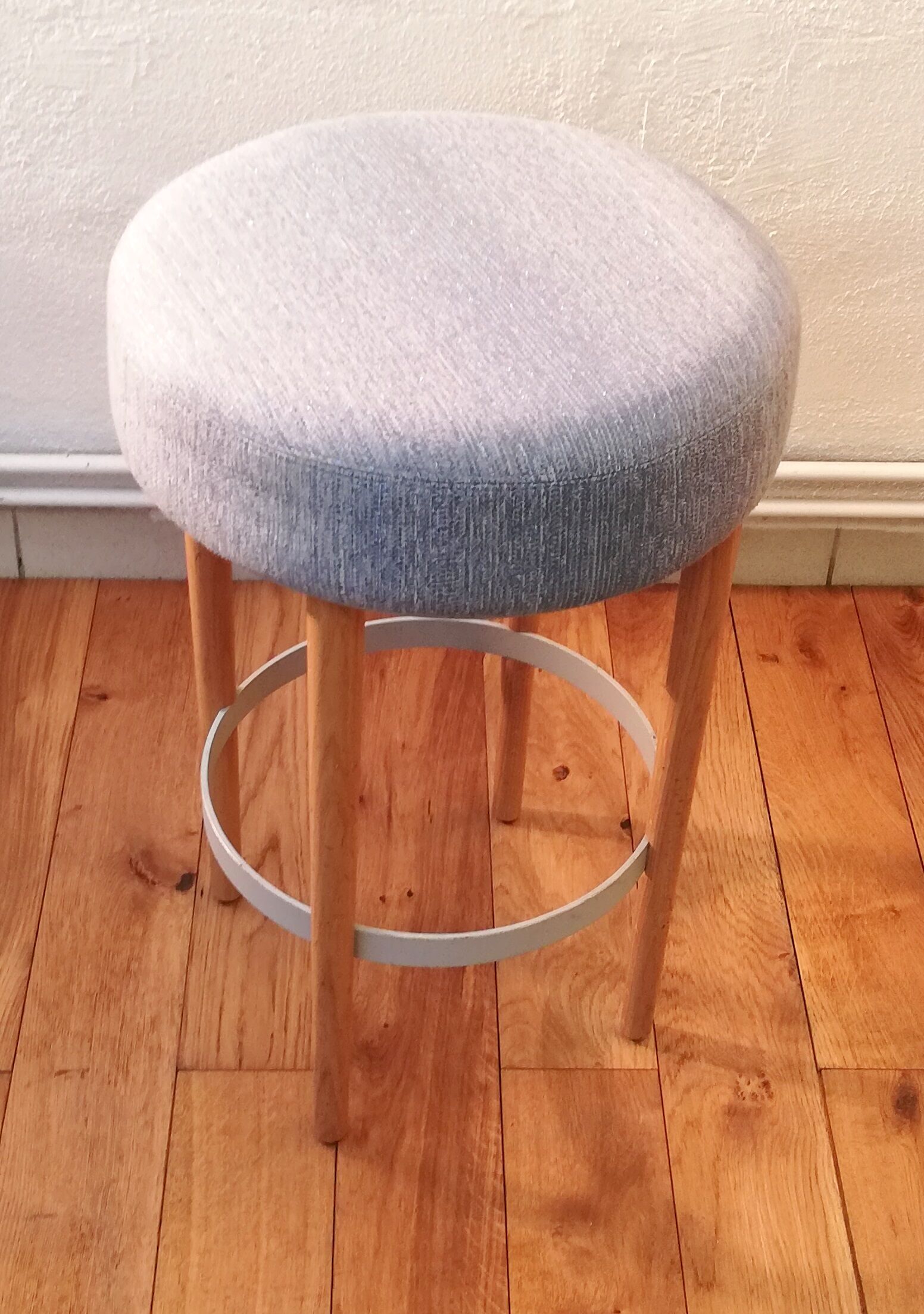 Vintage stool blue fabric