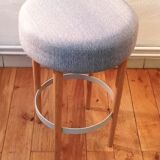 Vintage stool blue fabric