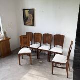 Set 6 chaises art déco chêne 1940