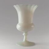 Striped white opaline vase coupe
