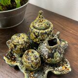 Vallauris fat lava ceramic condiment set
