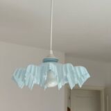 Pendant light with vintage blue opaline lampshade