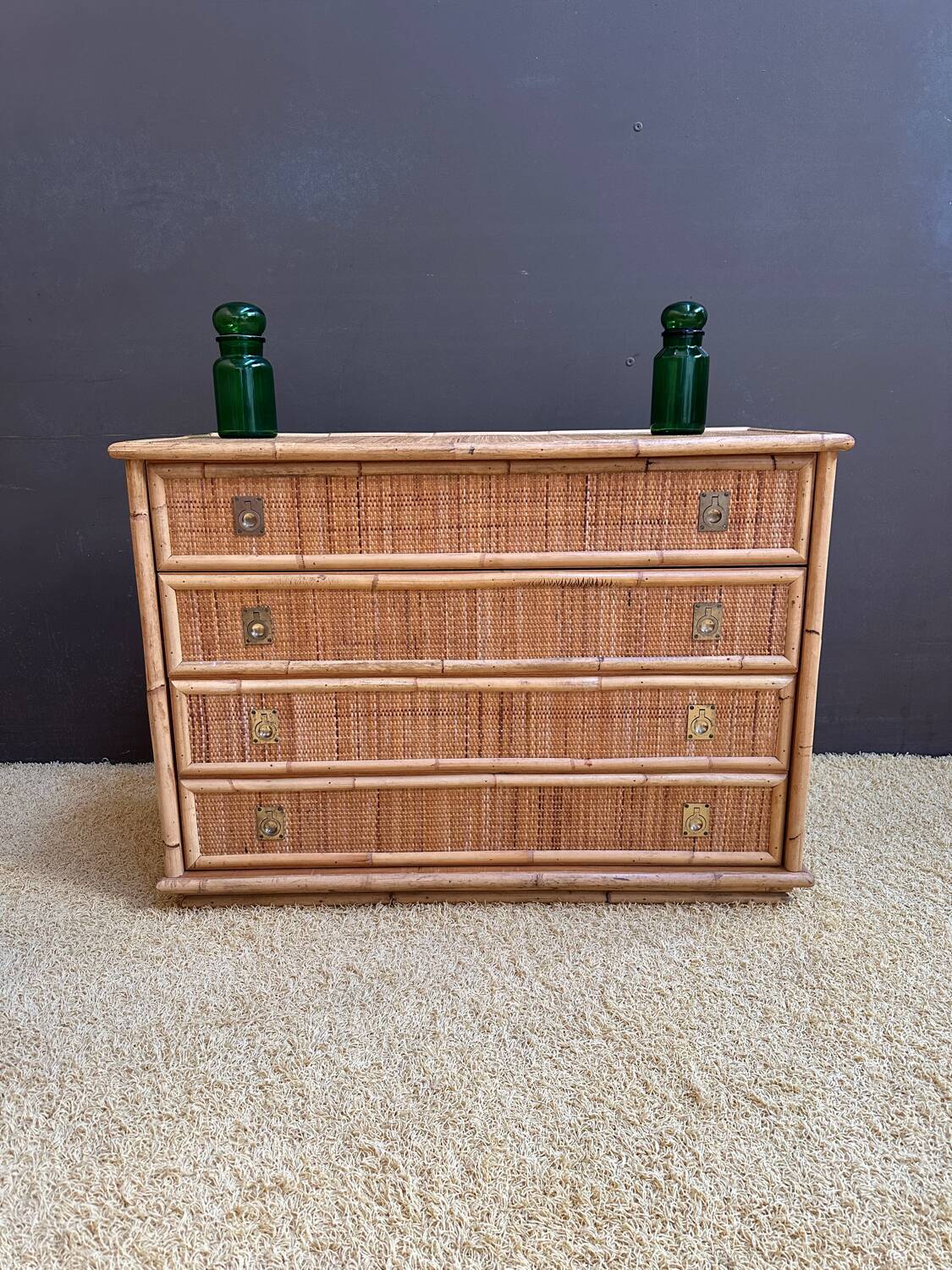 Dal Vera bamboo and rattan chest of drawers