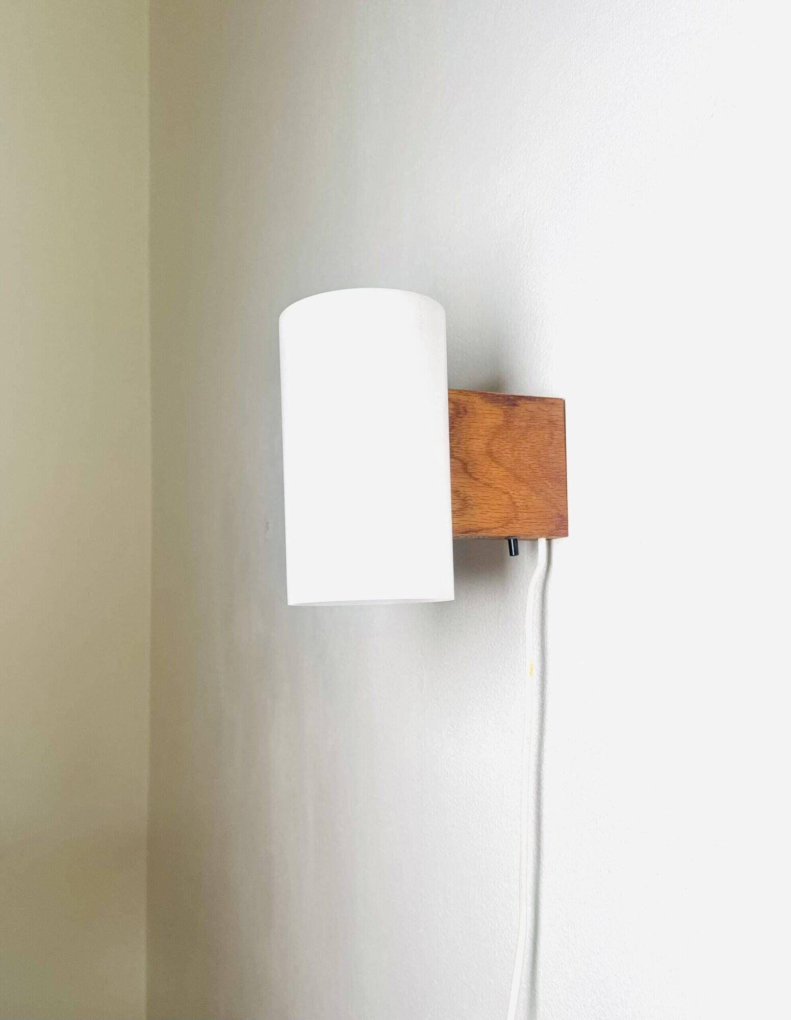 Cylindrical Beech Wood Wall Lamp Uno & Östen Kristiansson For Luxus, Sweden 1960S