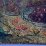 Oil on canvas still life bouquet of flowers 20th century by Louis Baril or Barit