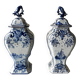 Pair of Delft-style earthenware vases, 20th century