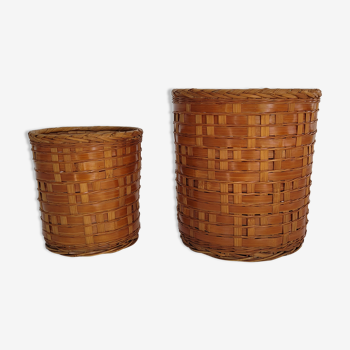 Set of 2 rattan pot covers