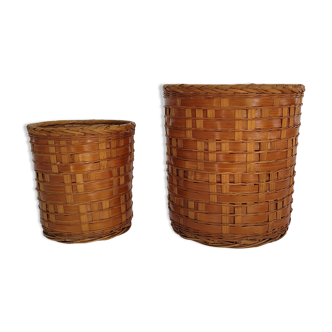 Lot de 2 cache pots en rotin