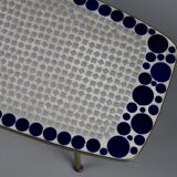 Grey and Blue Glass Mosaic Brass Mid-Century Modern Side Table
