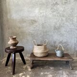 Petit banc bas asiatique en teck ancien upcyclé H:21 l:23 L:70