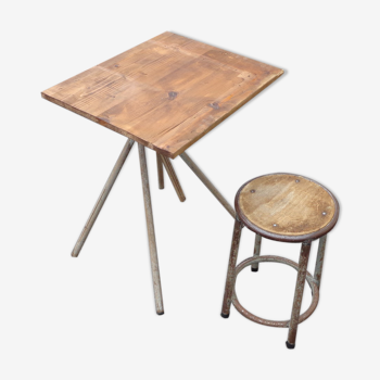 Breau child metal and his stool