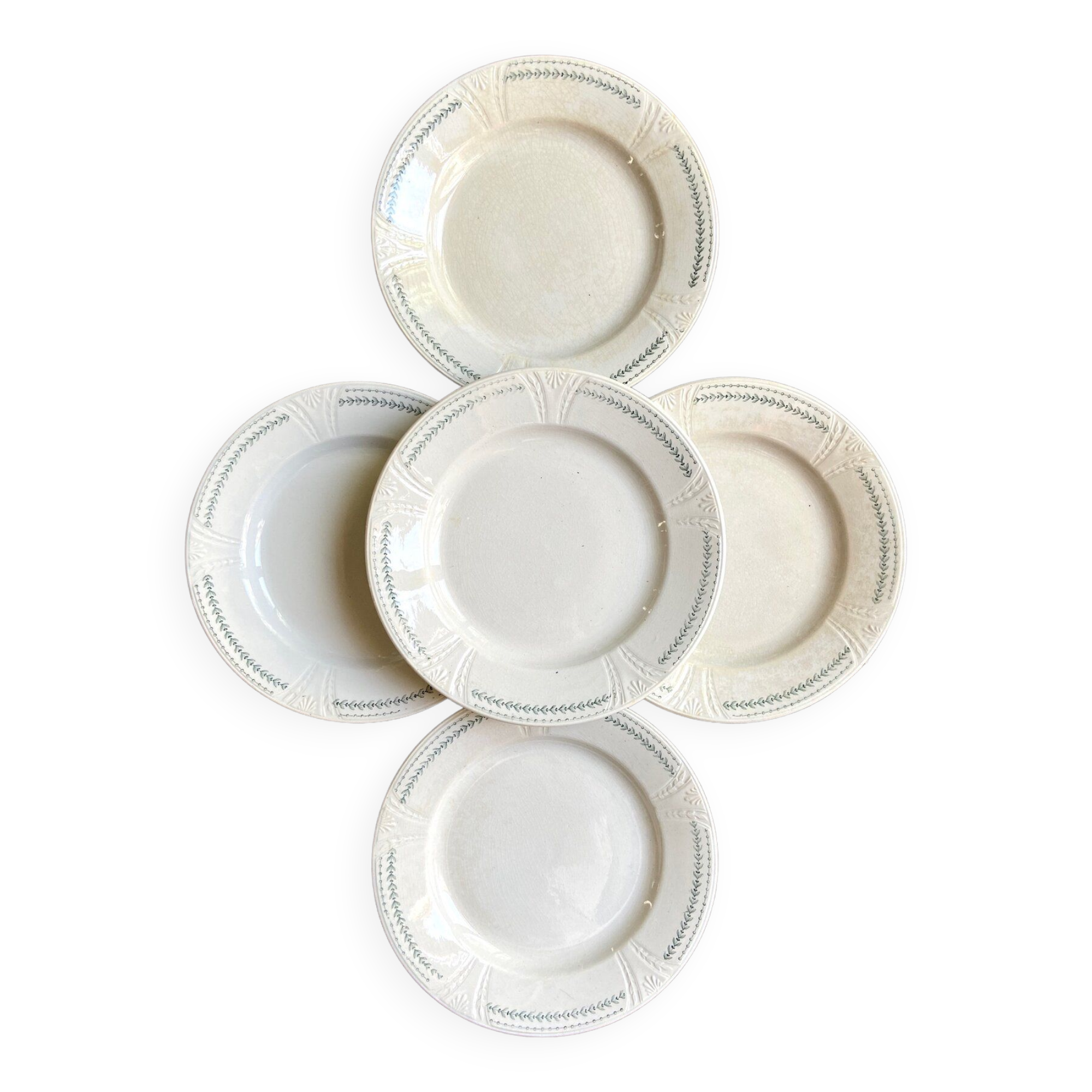 5 flat plates Gien in iron earth, service "Rivoli"