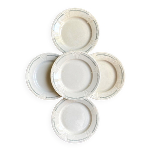5 assiettes plates Gien en terre