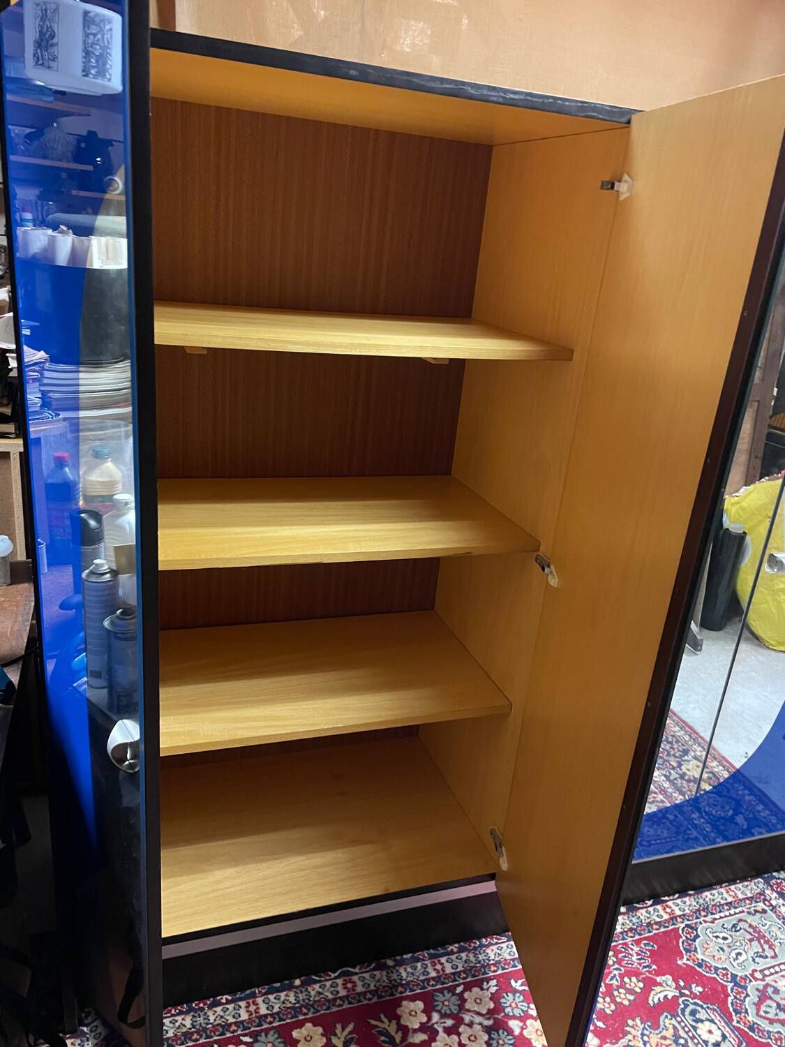 Vintage blue mirror wardrobe from the 70s.