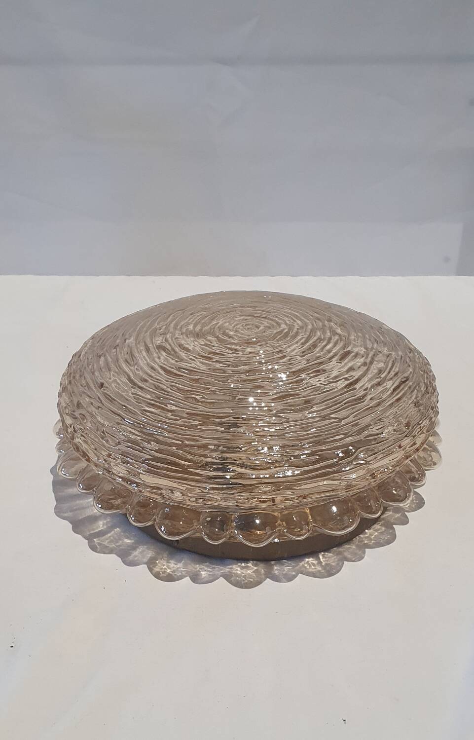 Vintage amber Glashutte limburg Helena Tynell glass lamp ø 31 cm