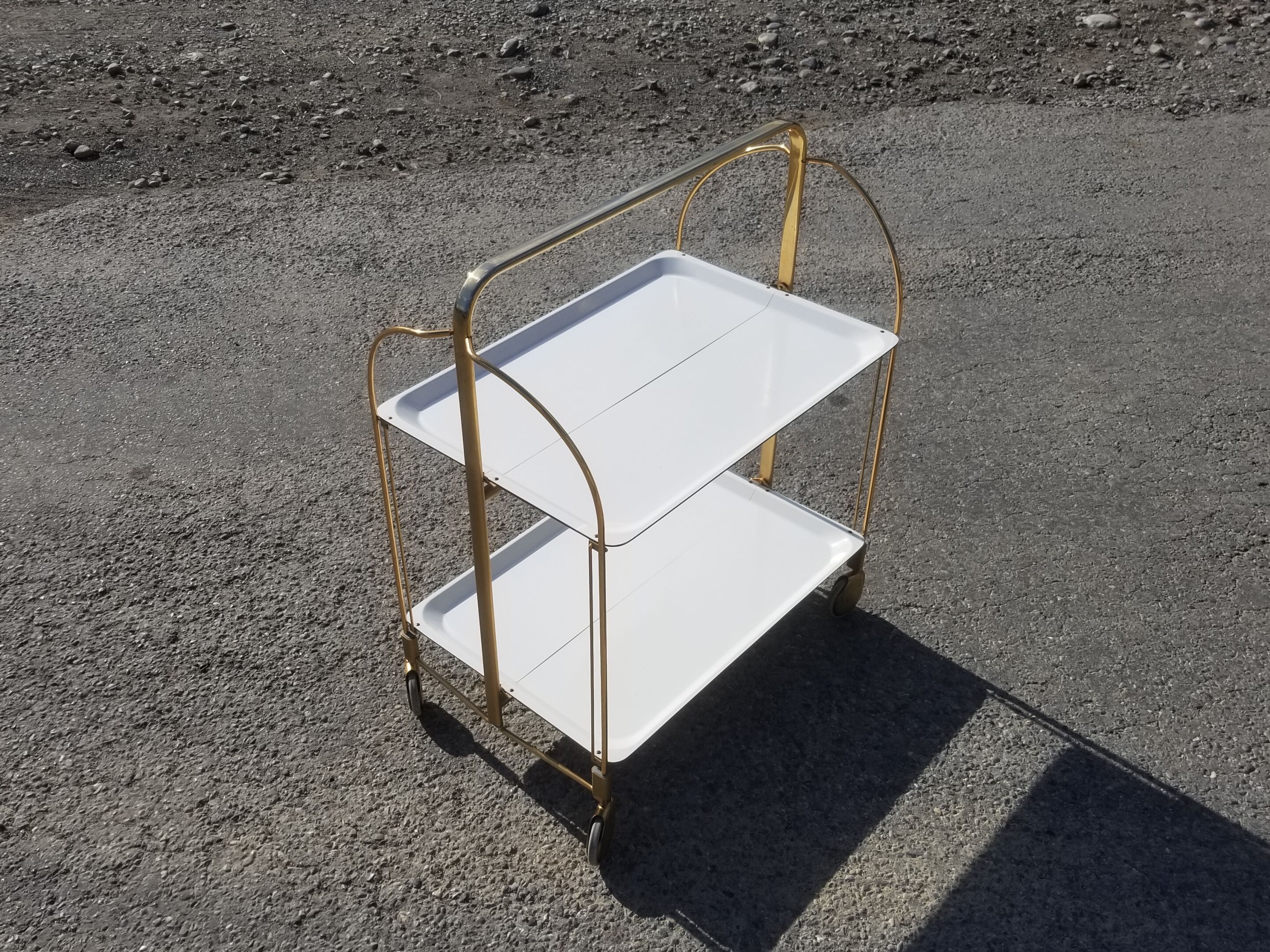 Formica white folding wheeled service 60s