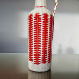 Bottle in red and white scoubidou 50-60s