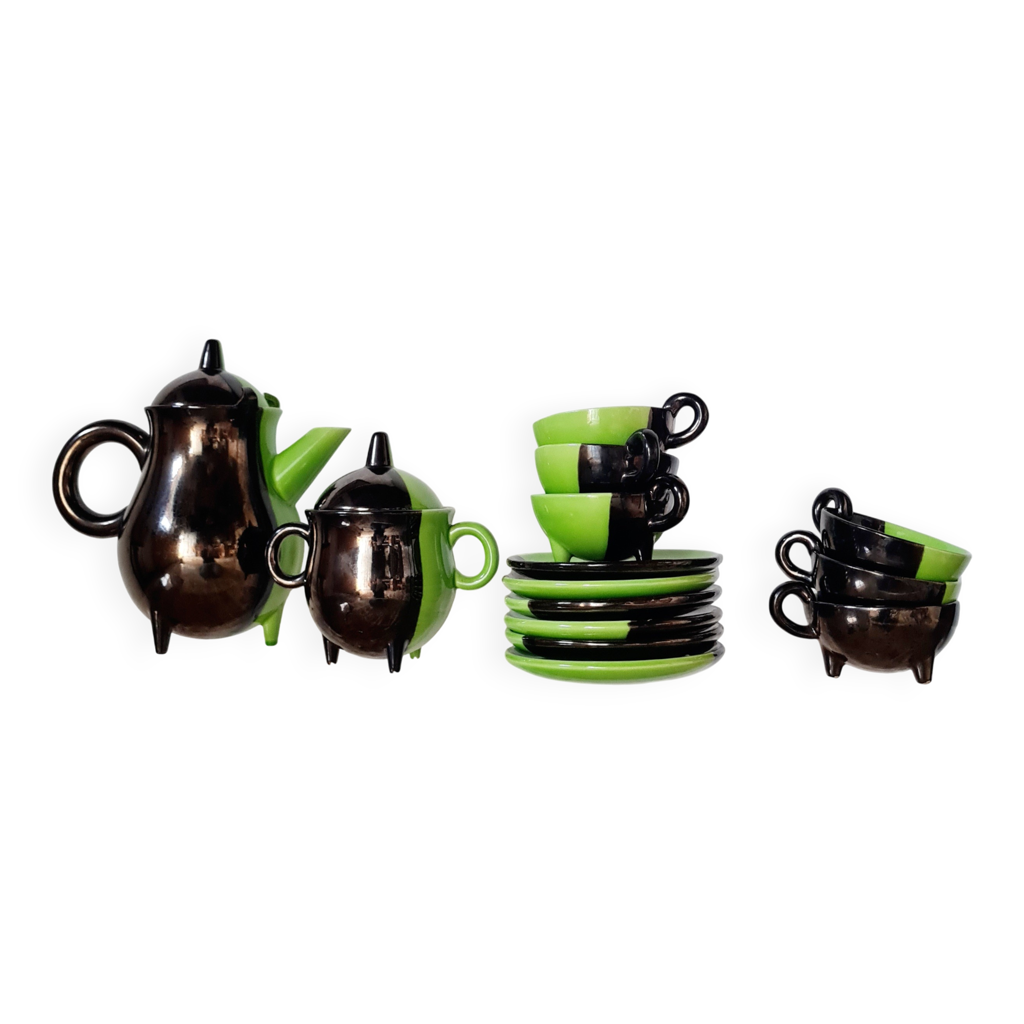 Coffee service Vallauris 1950s green – Lucchesi – vintage