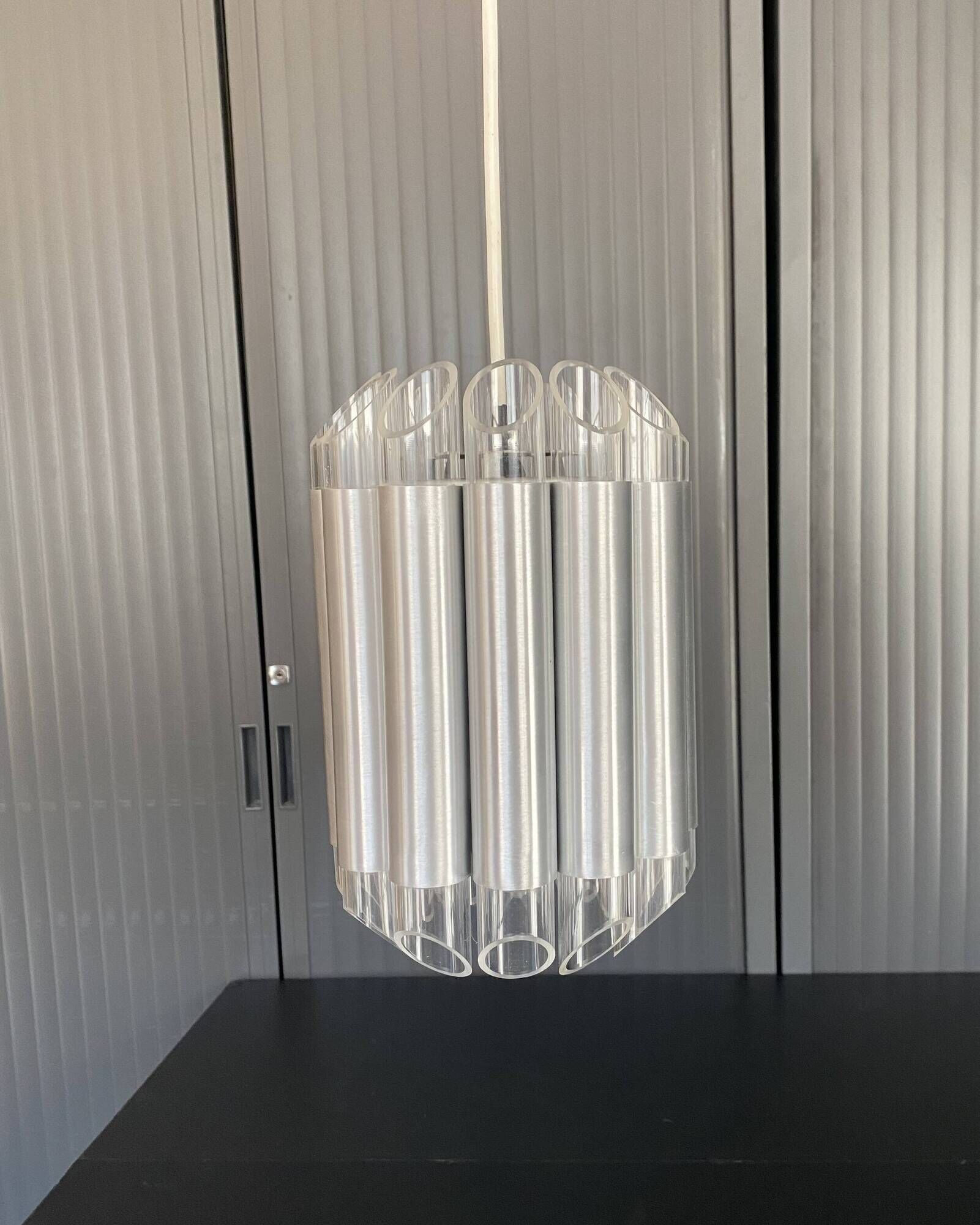 Suspension lamp chandelier ceiling light Aluminium plexi raak septiem B-1205 1960