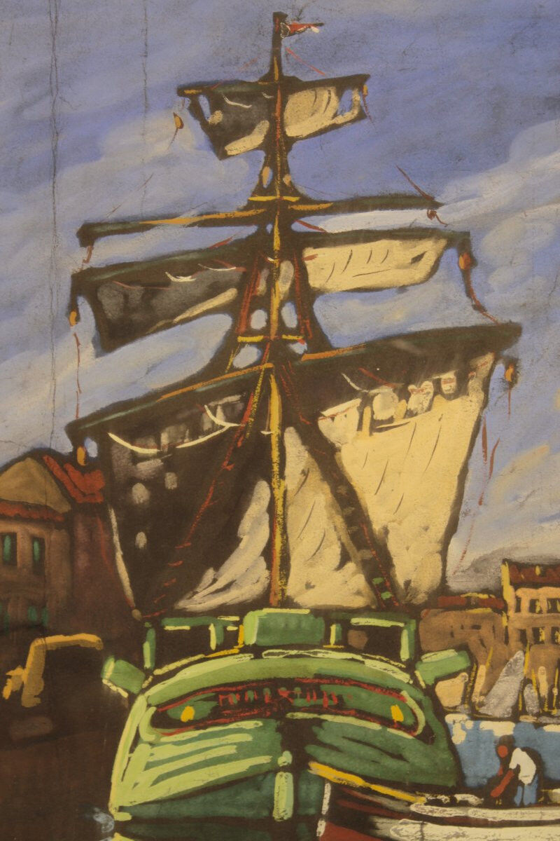 Marine painting by Jean Guindon - Gouache on paper