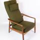 Set Of 2 Armchairs With Stool Made In Green Fabric & Teak By Alf Svensson For Fritz Hansen From 1960