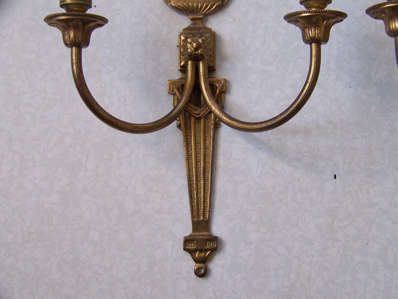Pair french vintage empire style bronze double wall lights
