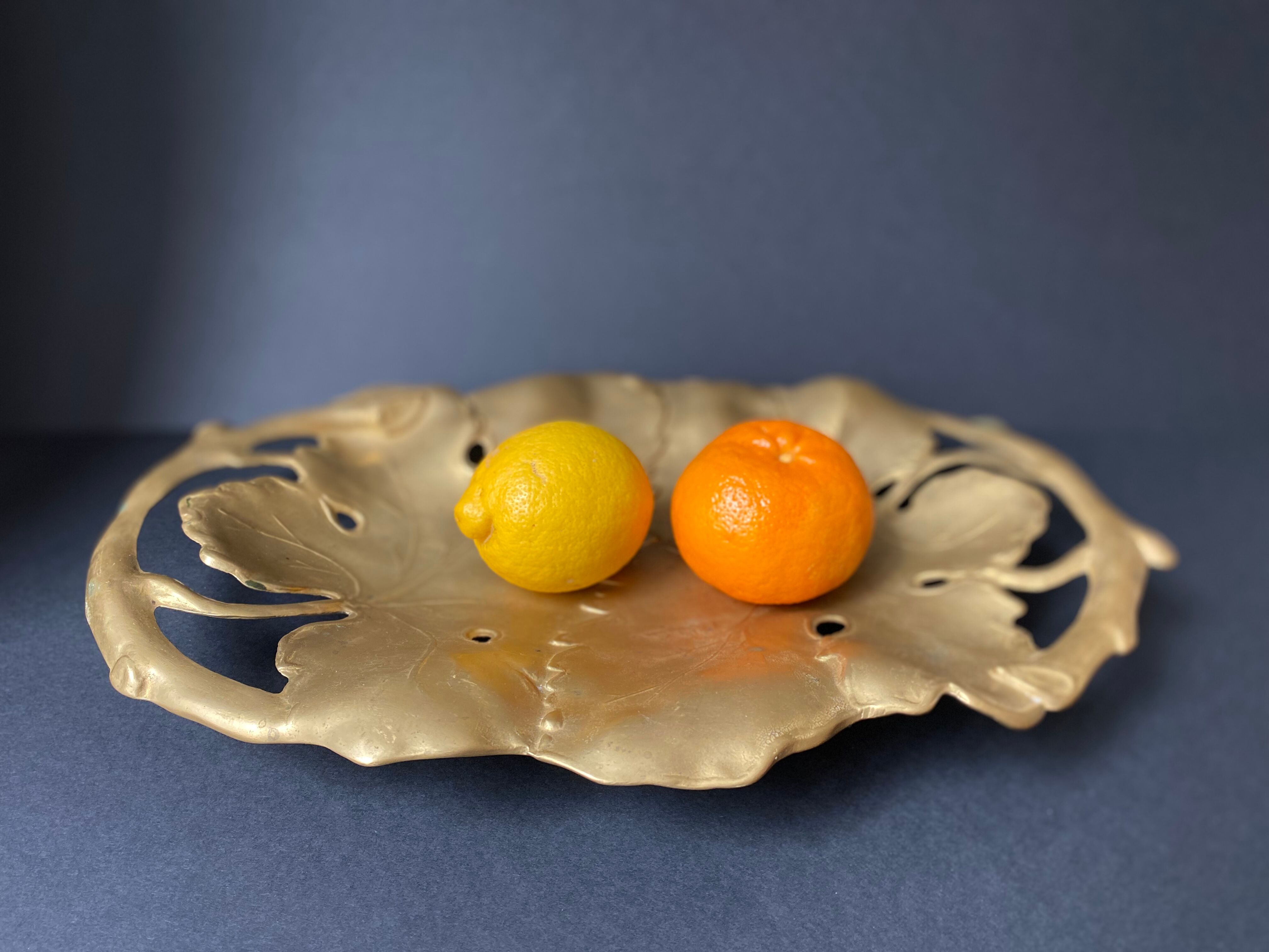 Bronze pocket trays vintage art nouveau vine leaves