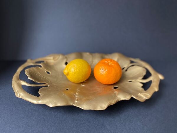 Vide-poches en bronze feuilles de vigne vintage art nouveau
