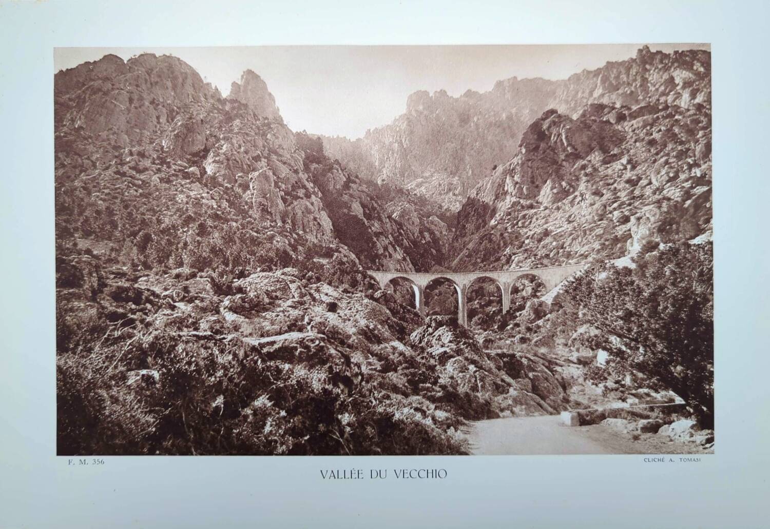 Vecchio Valley, vintage Corsica, photo plate printed in 1935.