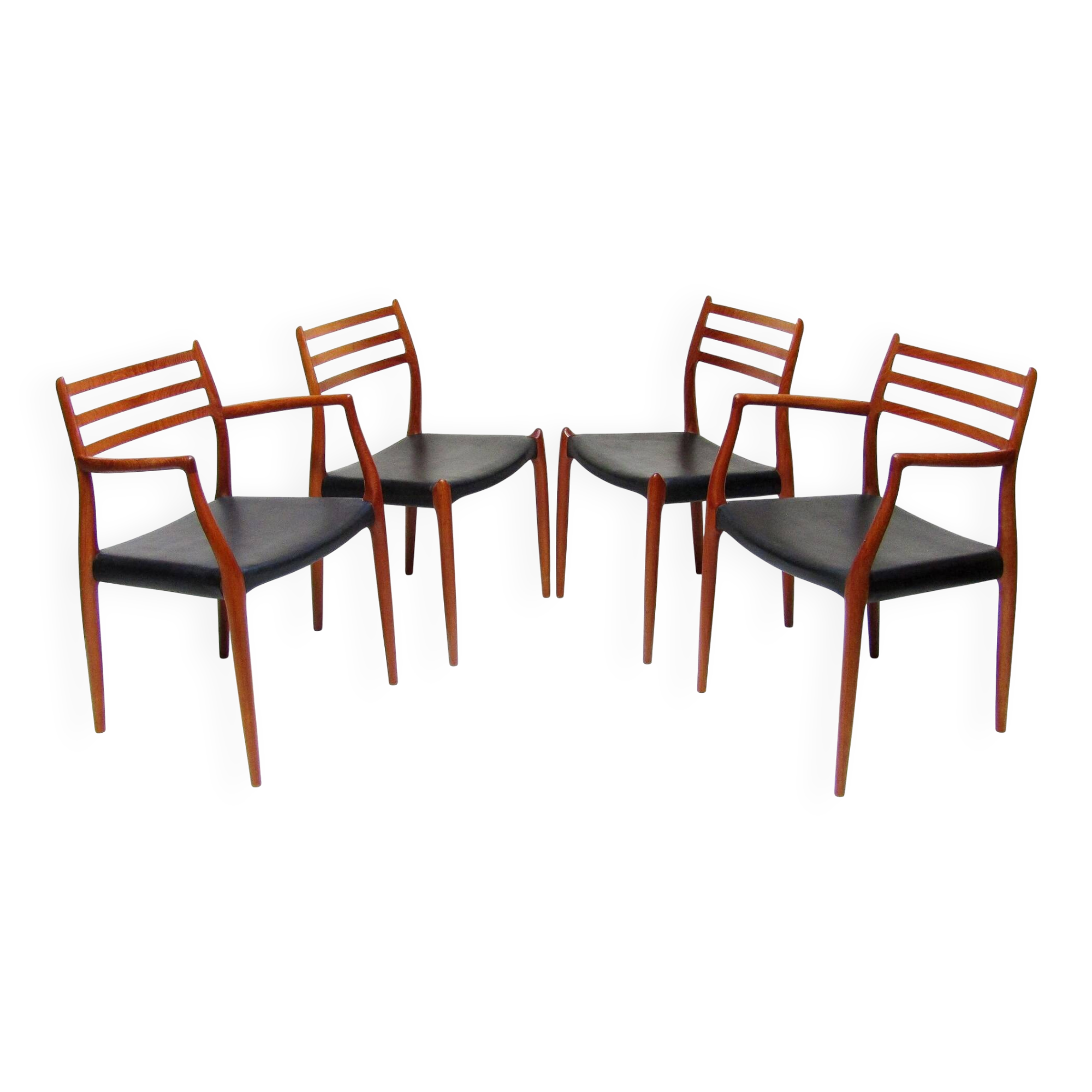Set of Four 1950s Danish Model 62 and Model 78 Dining Chairs by Niels Molle