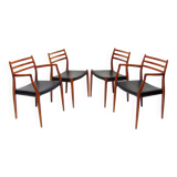 Set of Four 1950s Danish Model 62 and Model 78 Dining Chairs by Niels Molle
