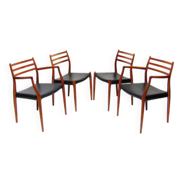 Set of Four 1950s Danish Model 62 and Model 78 Dining Chairs by Niels Molle