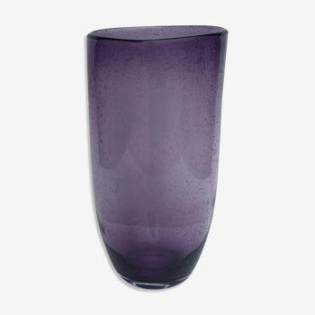 Purple blown-out bubbled glass vase