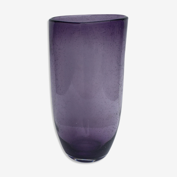 Vase en verre bullé soufflé violet