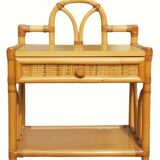Vintage rattan bedside table with drawer