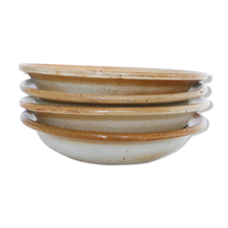 Set of 4 hollow plates Grès du Marais, vintage