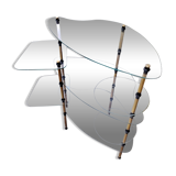 Removable shelving unit, glass and vintage brass