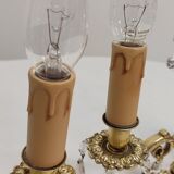 Classic bronze and crystal sconces. France 1950s.