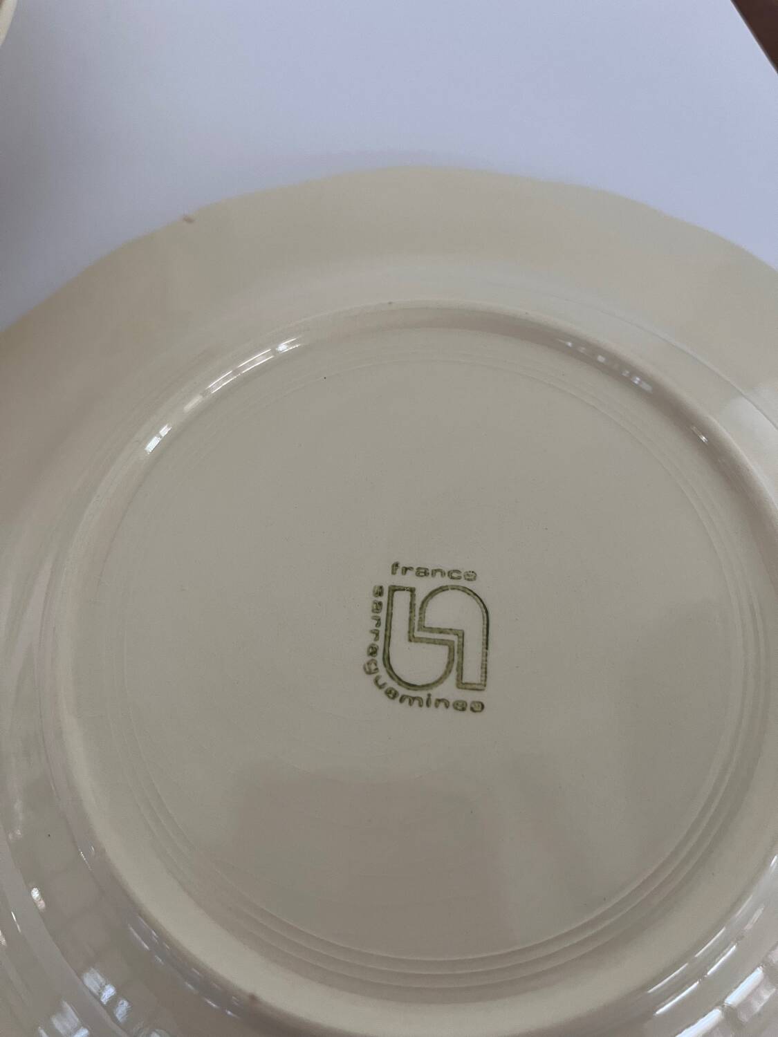 Ivory fluted deep plates Sarreguemines