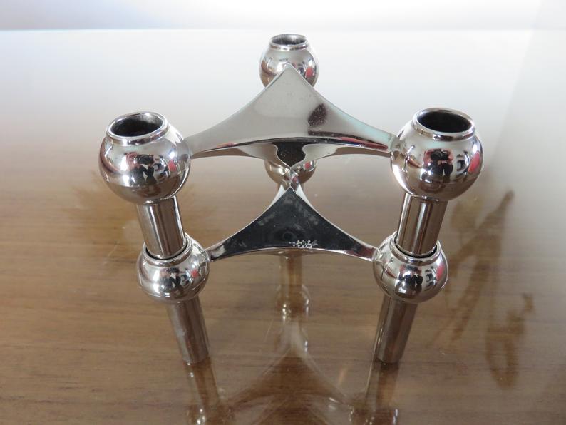 Pair of Scandinavian Nagel candlesticks "model S22" 70s