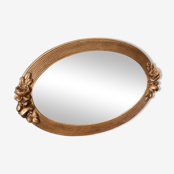 Miroir ancien doré ovale “Les roses”