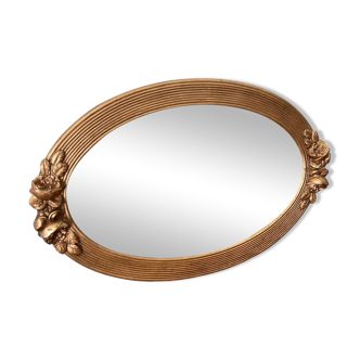 Antique gilded oval mirror “Les roses”
