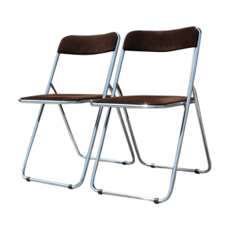 Ensemble italien de chaises pliantes de deux années 1970
