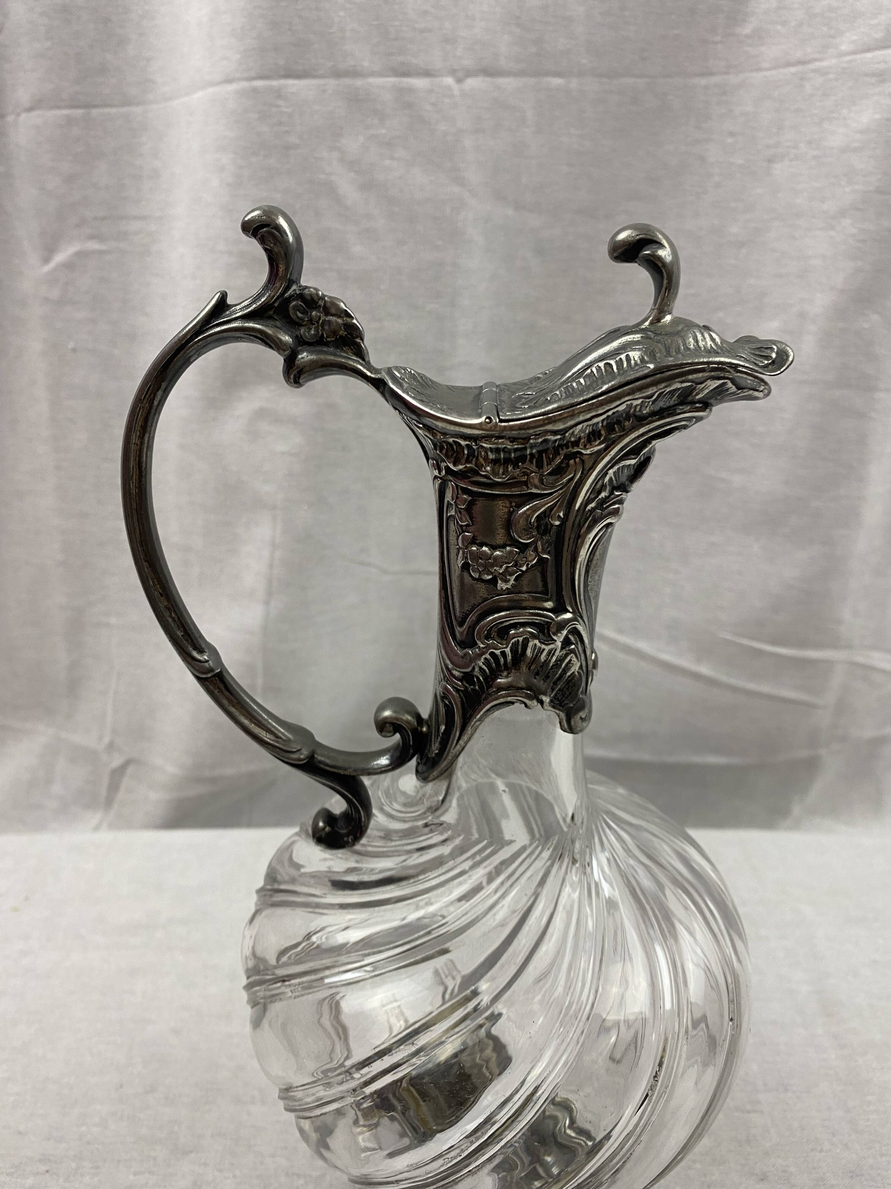Carafe Cristal Et Argent Massif XIXème