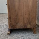 High art deco chest of drawers with mustache feet in raw walnut, 1930s