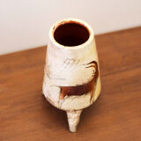 Ceramic tripod vase with parietal decoration by Armen