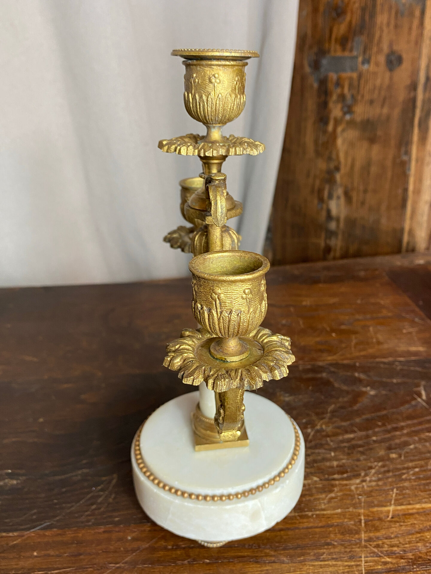 Pair of bronze and marble candelabra, France, 19th century