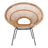 Fauteuil Corolle en rotin - 1960